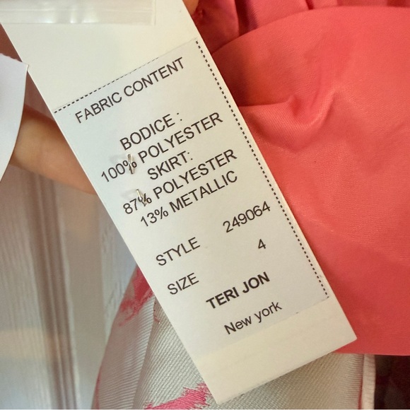 Teri Jon by Rickie Freeman Floral Taffeta Shirt Dress Gown Salmon Pink 4 - Picture 14 of 14